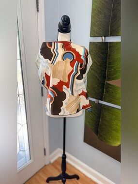 Vintage 70’s Bold, Abstract, Geometric, Earth Tone Symphony Scarf!